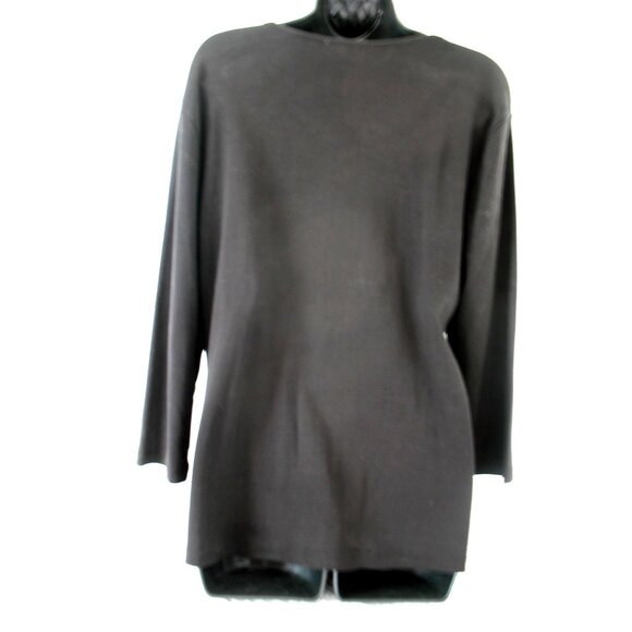 Karen Scott Tunic with Black/Silver patterned, Button down, Size Medium, NWT - Picture 10 of 11